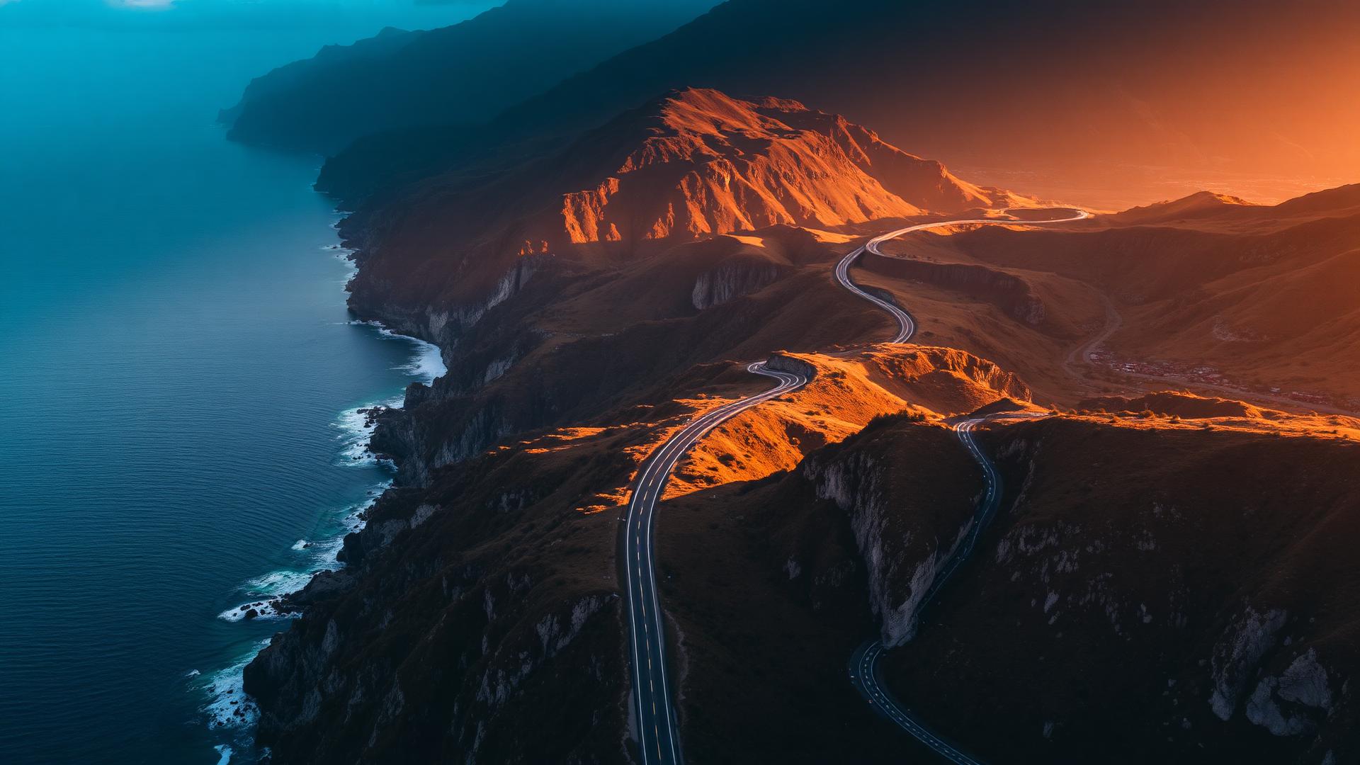 Cinematic aerial coastal drone shot